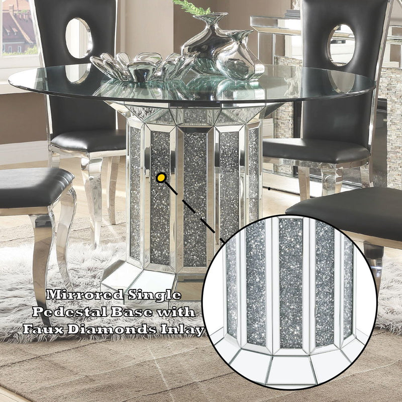 Noralie - Dining Table - Clear Glass Top & Mirrored & Faux Diamonds - R&R Furniture Gallery (Fountain Valley, CA)