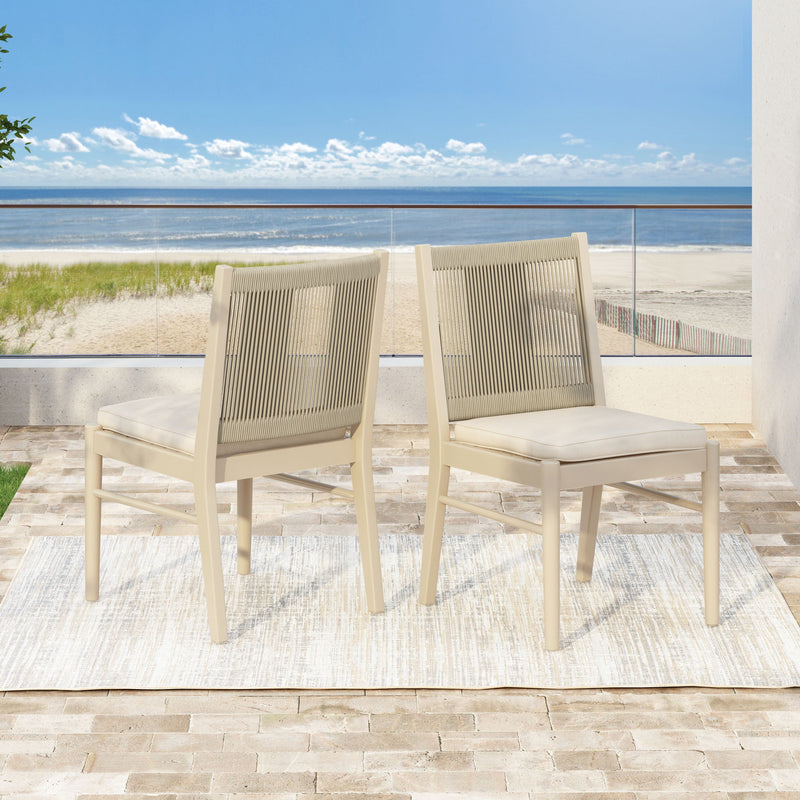 Cordoba - Dining Chair (Set of 2) Comfortable Armless Chairs - Beige - R&R Furniture Gallery (Fountain Valley, CA)