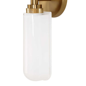 Wellsville - 2 Light Brass Sconce - White / Gold