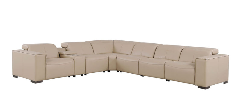 1208 - 7 Piece L-Shaped Leather Reclining Sectional With 4 Power Recliners