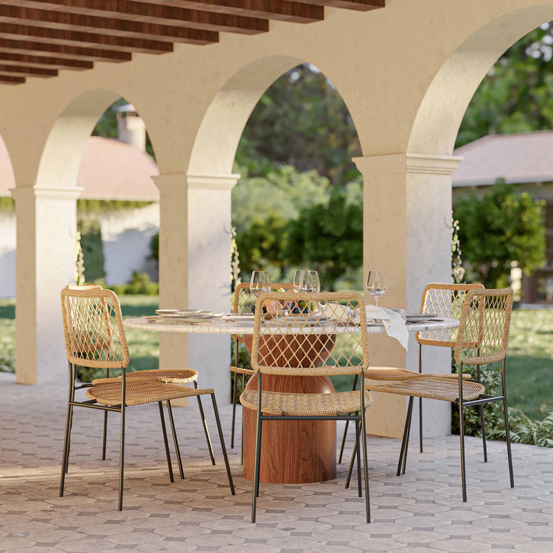 Cynthia - Concrete Indoor / Outdoor Round Dining Table - Travertine - R&R Furniture Gallery (Fountain Valley, CA)