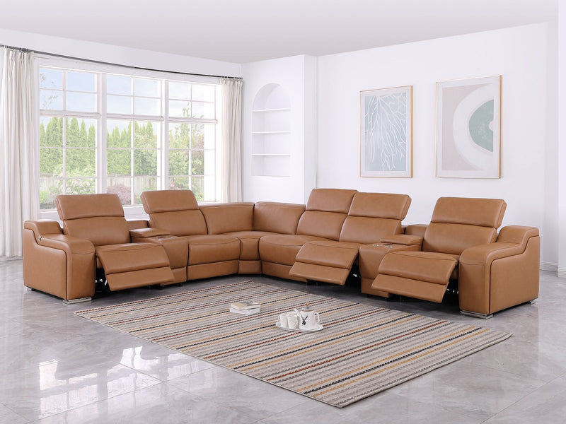 1116 - 8-Piece L-Shaped Sectional Sofa In With 3 Power Recliners & Power Headrests