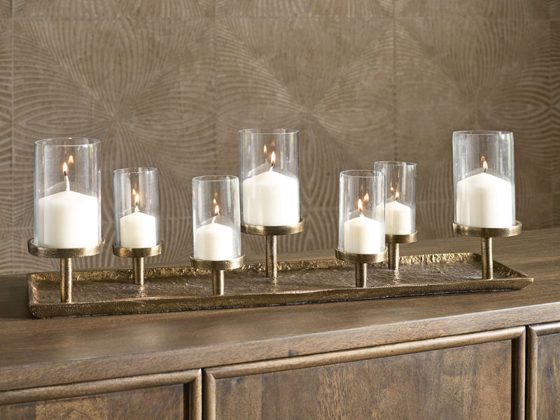 Wallmond - Candle Holder - Antique Brass Finish - R&R Furniture Gallery (Fountain Valley, CA)