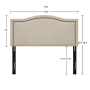 Elegant Panel Headboard With Copper Nailheads And Adjustable Metal Legs - R&R Furniture Gallery (Fountain Valley, CA)