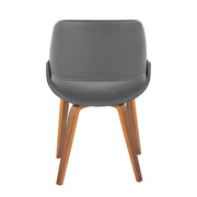 Lumi Source Fabrico mid-century modern style dining chair set of 2 with wooden legs and upholstered seats.