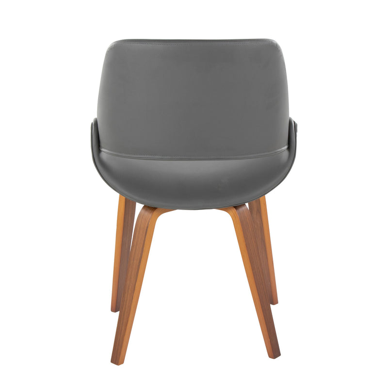 Lumi Source Fabrico mid-century modern style dining chair set of 2 with wooden legs and upholstered seats.