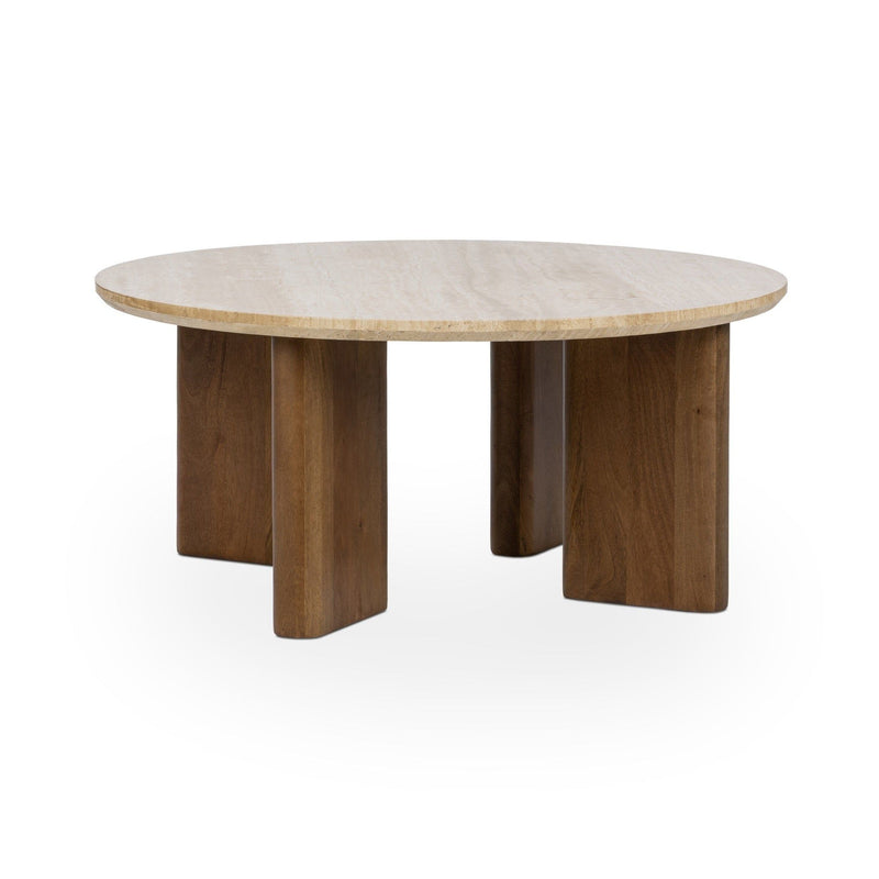 Idella - Travertine Round Table - R&R Furniture Gallery (Fountain Valley, CA)