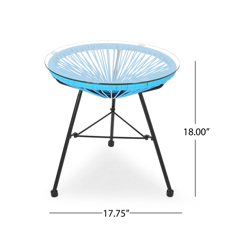 Nusa - Modern Rattan Side Table With Tempered Glass Top - R&R Furniture Gallery (Fountain Valley, CA)