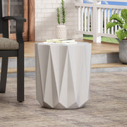Outdoor lightweight concrete side table in antique white by Noble House, featuring a sleek, modern design for patio or garden use.