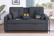 Cody II - Convertible Sleeper Loveseat With Cup Holder, Charging Ports and Pocket - Dark Gray - R&R Furniture Gallery (Fountain Valley, CA)