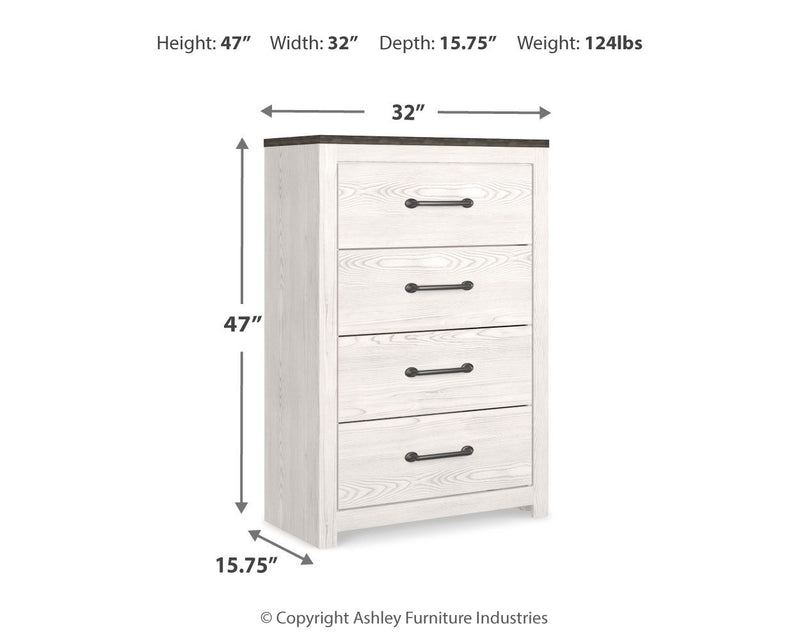 Gerridan - Four Drawer Chest - White / Gray - R&R Furniture Gallery (Fountain Valley, CA)