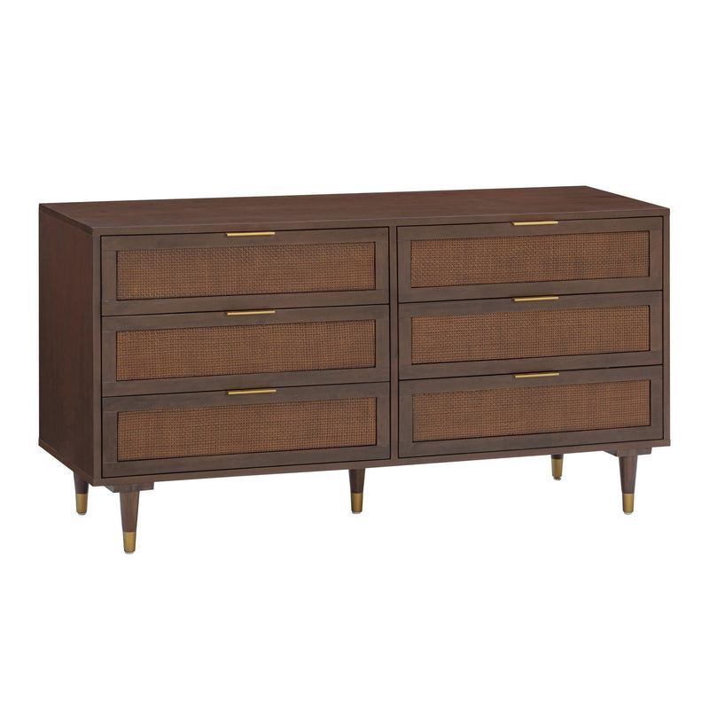 TOV Furniture Sierra 6 Drawer Dresser with sleek wood finish and modern handle design, perfect for stylish bedroom storage.