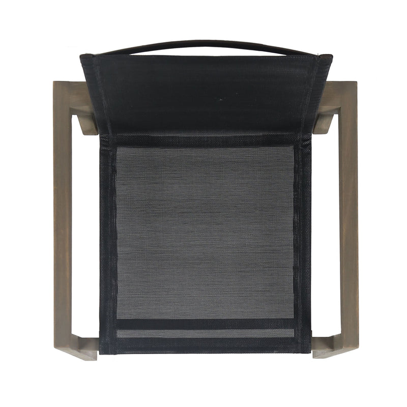 Set of two Noble House Belfast dining chairs with acacia wood frames and upholstered seating, showcasing stylish modern design.