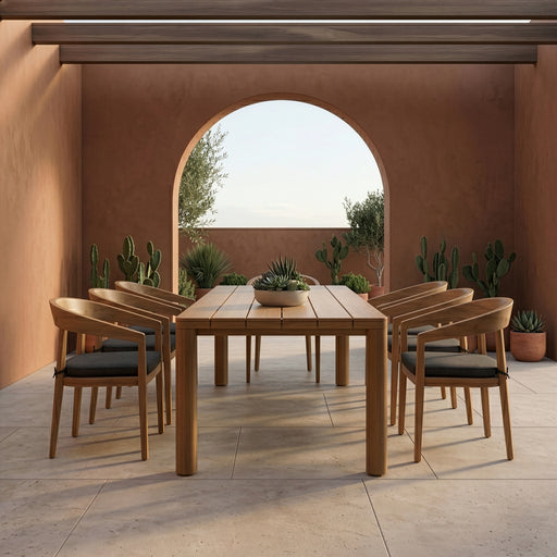 Evora + Sintra - Outdoor Eucalyptus + Grey Olefin 9-Piece Dining Set — view 2