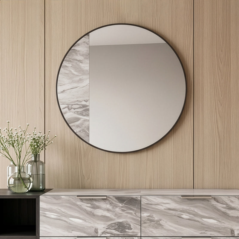 Maranello - Modern Grey Faux Marble Mirror — view 5