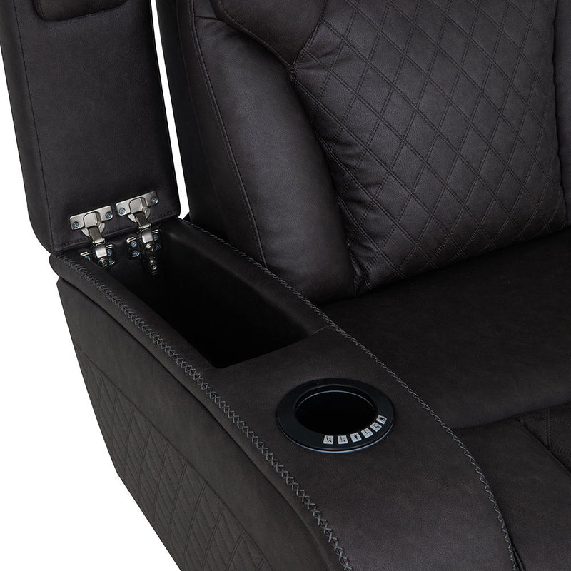 Wendell - Power Motion Sofa With Dropdown Table, Storage, USB & LED - Dark Gray - R&R Furniture Gallery (Fountain Valley, CA)