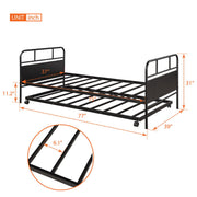 Twin Size Daybed Platform Bed Frame With Trundle Built In Casters - Black - R&R Furniture Gallery (Fountain Valley, CA)