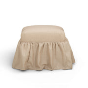 Yellow Gertrude linen skirted ottoman by TOV Furniture, upholstered with a stylish and comfortable design.