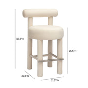 Carmel - Velvet Counter Stool - Cream - R&R Furniture Gallery (Fountain Valley, CA)