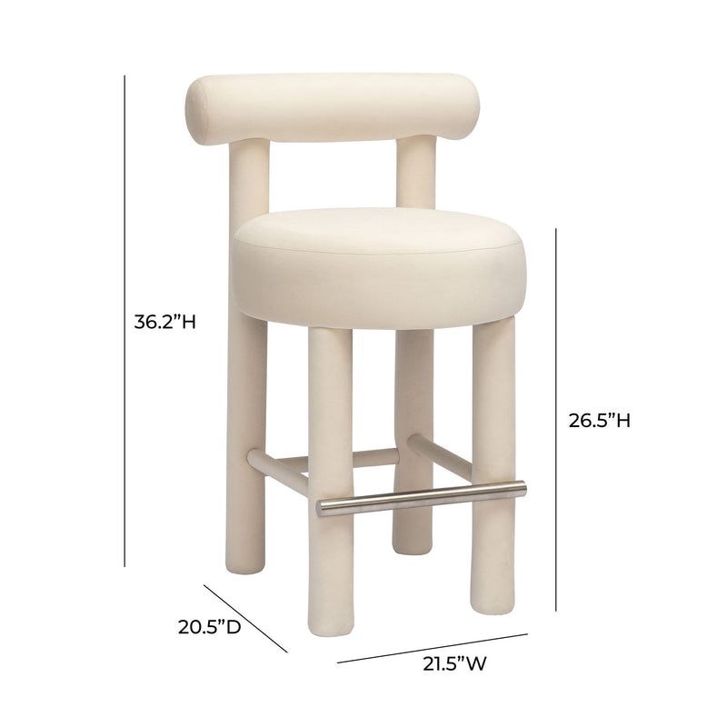 Carmel - Velvet Counter Stool - Cream - R&R Furniture Gallery (Fountain Valley, CA)