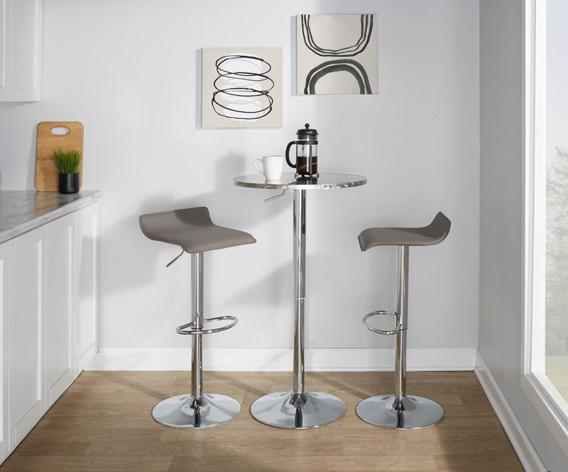 Set of two Lumi Source Ale contemporary adjustable barstools with wooden seats and metal bases, perfect for modern kitchen or bar areas.
