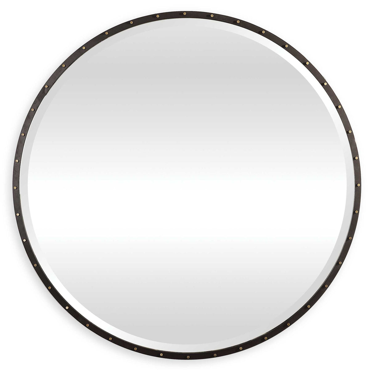 Black round wall mirror by Uttermost, featuring a sleek, modern design with a simple frame for contemporary decor.