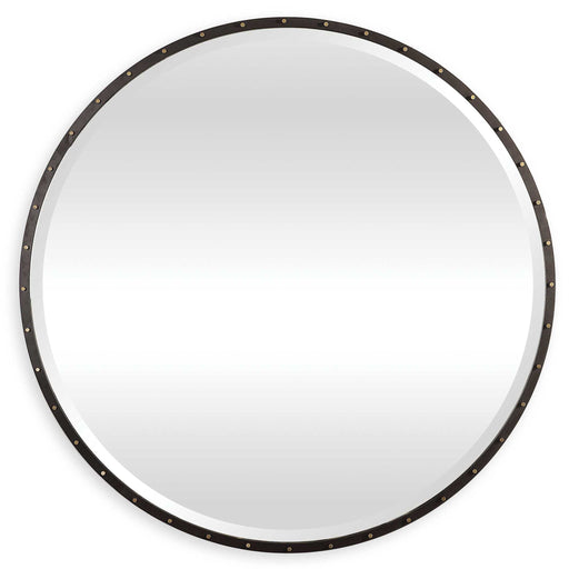 Black round wall mirror by Uttermost, featuring a sleek, modern design with a simple frame for contemporary decor.