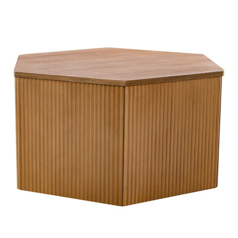 Hexagon Coffee Table With Fluted Design - Natural - R&R Furniture Gallery (Fountain Valley, CA)