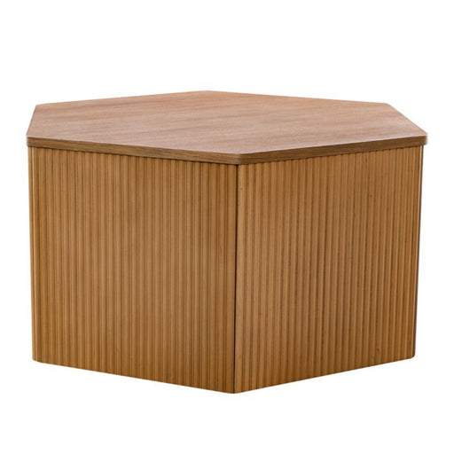 Hexagon Coffee Table With Fluted Design - Natural - R&R Furniture Gallery (Fountain Valley, CA)