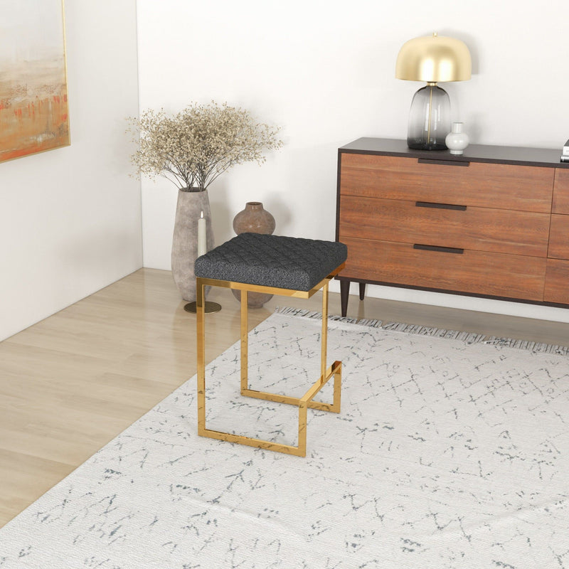 Joel - Upholstered Stool - Black / Gold - R&R Furniture Gallery (Fountain Valley, CA)
