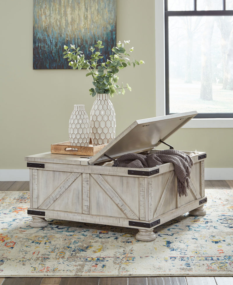 Carynhurst - Cocktail Table with Storage - Whitewash - R&R Furniture Gallery (Fountain Valley, CA)