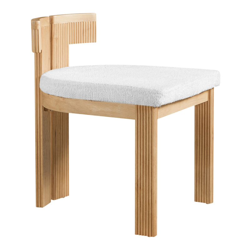Set of two Noble House indoor dining chairs featuring wooden legs and cushioned seats in a modern design.