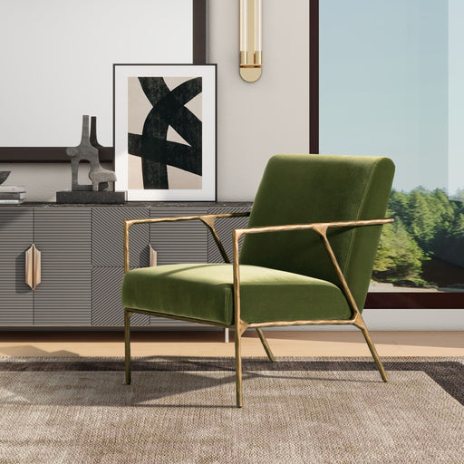 Aerin - Hammered Brass Upholstered Accent Arm Chair - R&R Furniture Gallery (Fountain Valley, CA)
