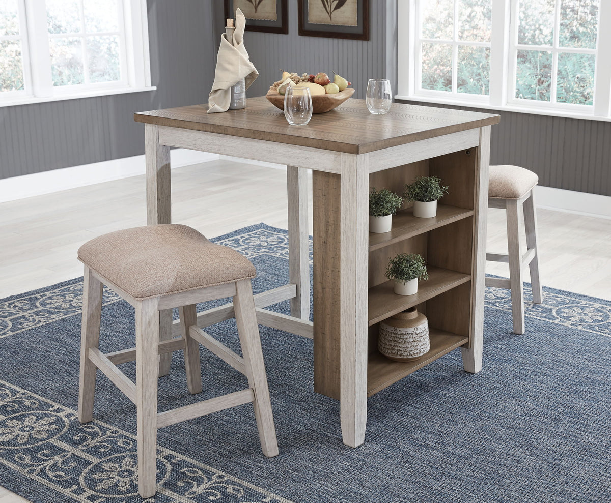 Skempton - RECT DRM Counter TBL Set(Set of 3) - White - R&R Furniture Gallery (Fountain Valley, CA)