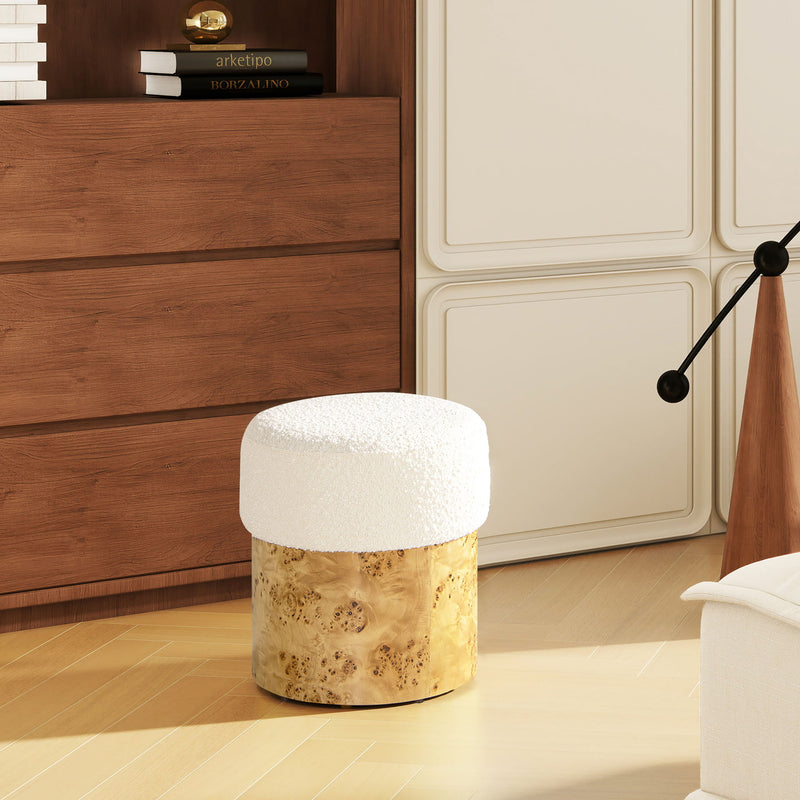 Nebula - Round Upholstered Ottoman - White - R&R Furniture Gallery (Fountain Valley, CA)