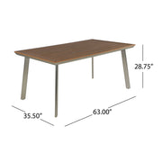 Outdoor Dining Table With Eucalyptus Wood Topped - Silver - R&R Furniture Gallery (Fountain Valley, CA)