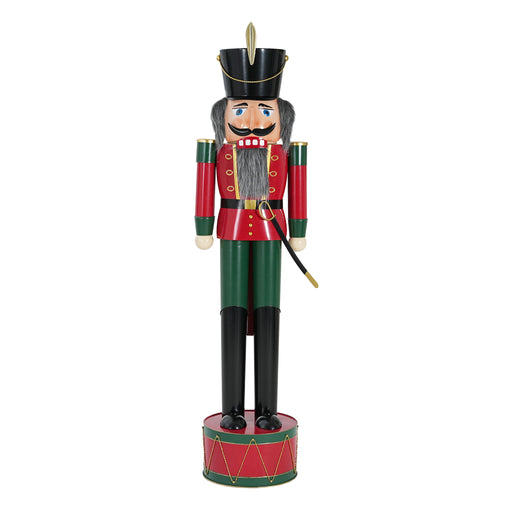 Noble House classic nutcracker holiday decor in green and red, featuring a detailed Christmas-themed wooden figure.