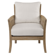 White natural armchair from the Encore collection by Uttermost, showcasing a stylish and comfortable arm chair with elegant design.