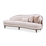 Camellia Field - Asymmetrical Velvet Sofa - Beige / Dark Brown - R&R Furniture Gallery (Fountain Valley, CA)