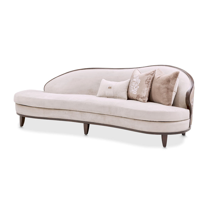 Camellia Field - Asymmetrical Velvet Sofa - Beige / Dark Brown - R&R Furniture Gallery (Fountain Valley, CA)