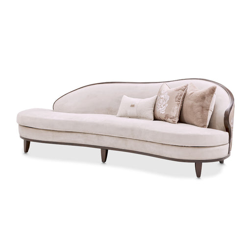 Camellia Field - Asymmetrical Velvet Sofa - Beige / Dark Brown - R&R Furniture Gallery (Fountain Valley, CA)