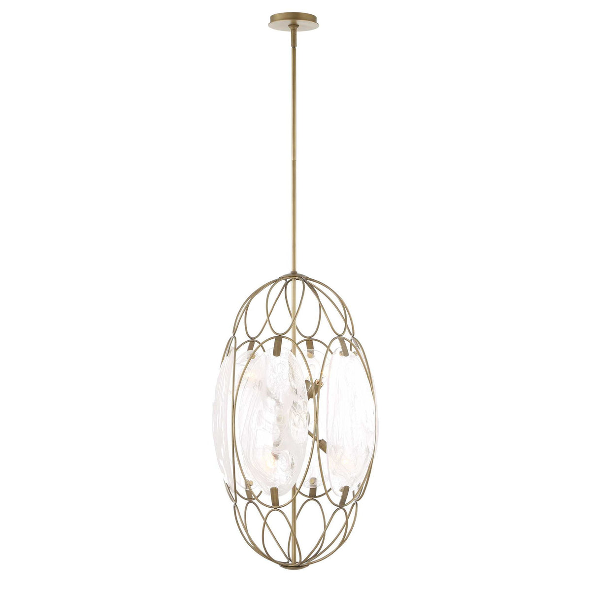 Valencia - 6 Light Glass Panel Pendant - Gold / White