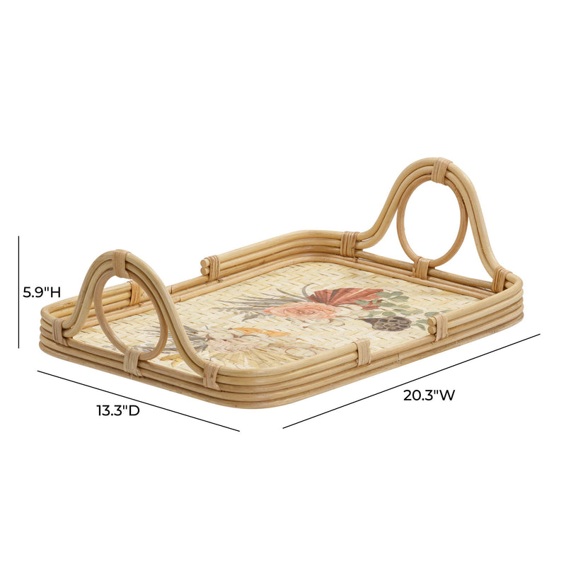 Corey - Floral Bamboo Tray - Multi - R&R Furniture Gallery (Fountain Valley, CA)