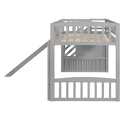 DreamHaus loft stairway bed with built-in drawers, convertible ladder, and slide, featuring a modern design and sturdy construction.