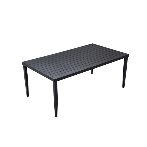 Life Outside outdoor patio dining table with tapered feet and umbrella hole, perfect for outdoor dining and entertaining.
