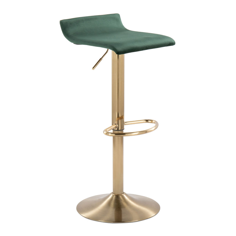 Set of two Lumi Source contemporary adjustable height barstools with swivel and oval footrest, featuring sleek modern design.
