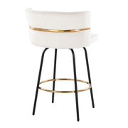 Lumi Source Cinch contemporary fixed height counter stools with swivel, round footrest, set of 2, featuring modern design and metal legs.