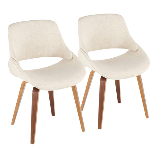 Lumi Source Fabrico mid-century modern dining chair set of 2 with wooden legs and upholstered seats in a stylish design.