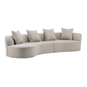 Elegant curved sectional sofa by Noble House with plush foam cushions, showcasing a stylish stationary sofa in a modern living room setting.