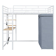 Loft Bed With Desk, Shelves, Power Outlet, LED Light And Wardrobe - R&R Furniture Gallery (Fountain Valley, CA)
